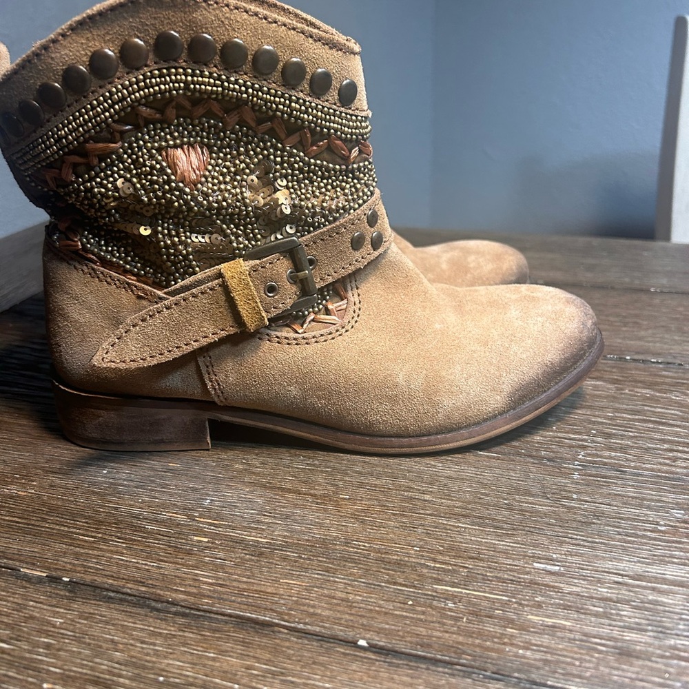 Naughty Monkey Lysander suede leather embellished cowgirl booties size 6.5 - Picture 10 of 15